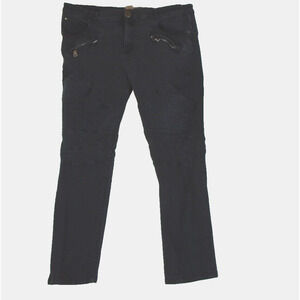 Grindhouse Moto Denim Jeans Men Size 42(38x26 Black Pants Zipper Pockets Stretch